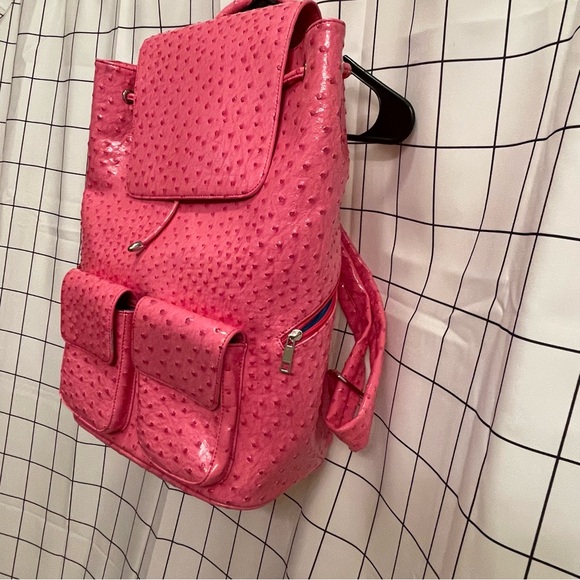 Pink Sports Chic Bag Backpack Zipper Animal texture - Picture 2 of 9